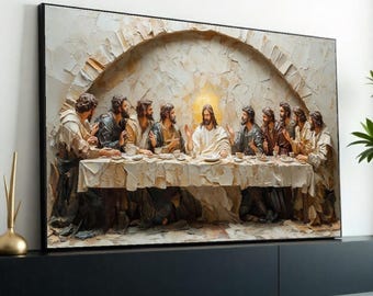 Last Supper Canvas, Religious Wall Art,Jesus with Disciples,Spiritual Canvas Print,Wall Art Canvas Design,Ready to Hang Decoration,Print Art