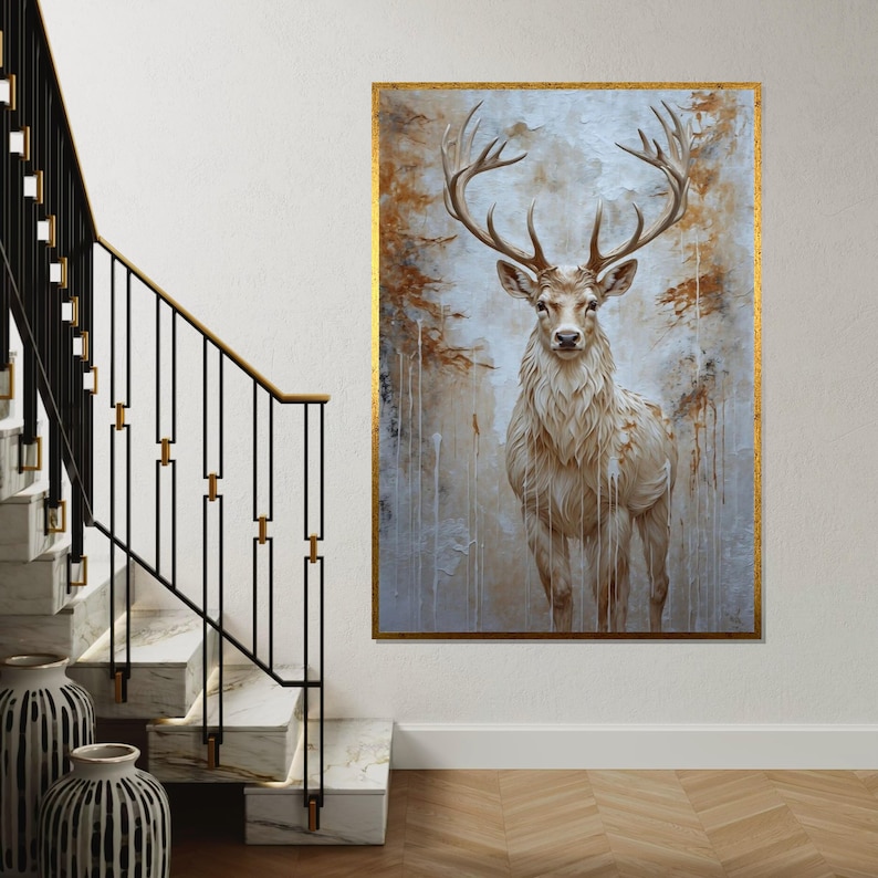 Majestic Stag Canvas Art, Wildlife Deer Print, Rustic Forest Animal ...