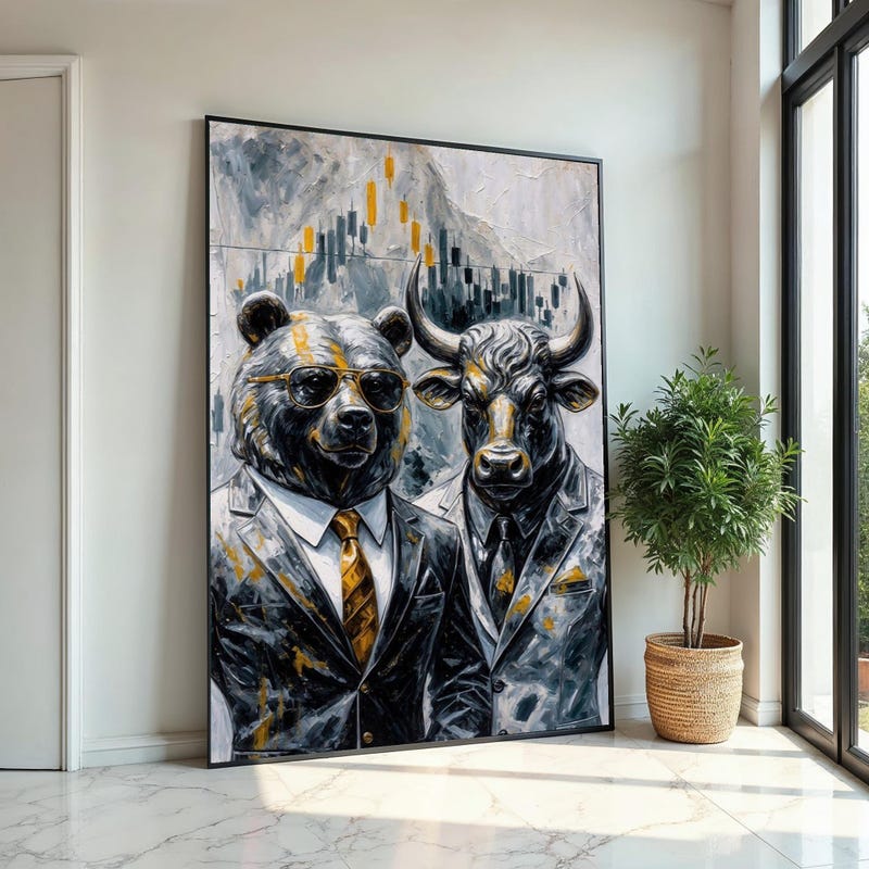 bull & bear digital prints, stock market art, wall... Finance Wall Art - Etsy