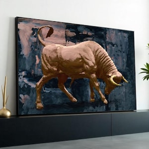 Charging Bull Canvas, Powerful Bull Wall Art, Animal Canvas Print, Wall Art Canvas Design, Ready to Hang Decoration