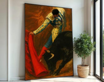 Matador Eleganz Leinwand, Stierkampf Wandkunst, Spanischer Matador Druck, Wand Kunst Leinwanddesign, fertig zum Aufhängen, Dekoration, Druckkunst