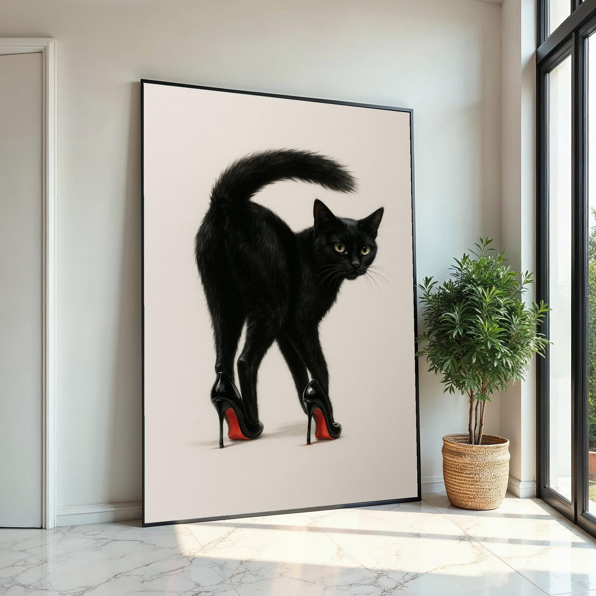 Cat With Heels Wall Art - Main Image