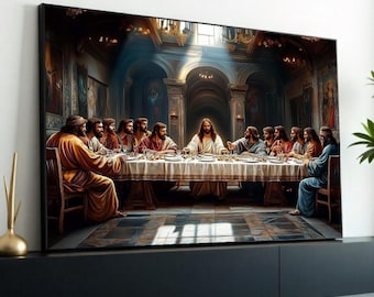 The Last Supper Religious Canvas Art Print – Classic Christian Wall Decor for Church, Dining Room & Home, High-Quality Biblical Artwork Gift