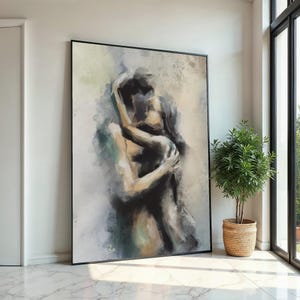 Toile d&#39;art éthérée, impression murale abstraite amoureux, art mural romantique, toile moderne, décoration prête à accrocher