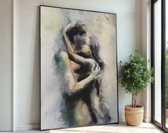 Ethereal Embrace Canvas Art, Abstract Lovers Wall Print, Romantic Wall Art Design, Modern Canvas, Ready to Hang Decoration