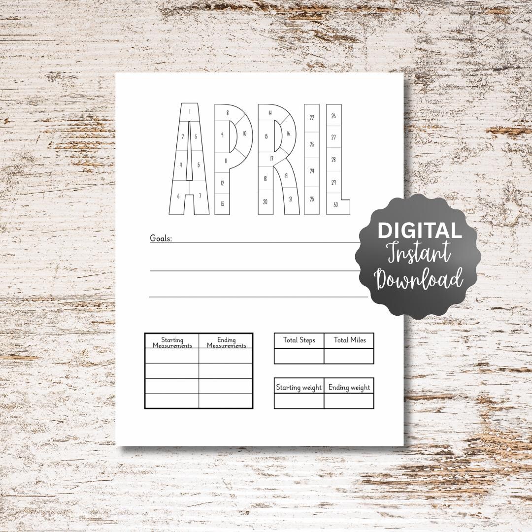 April Habit Tracker Coloring Sheet Printable, Letter Size Goal Planner ...