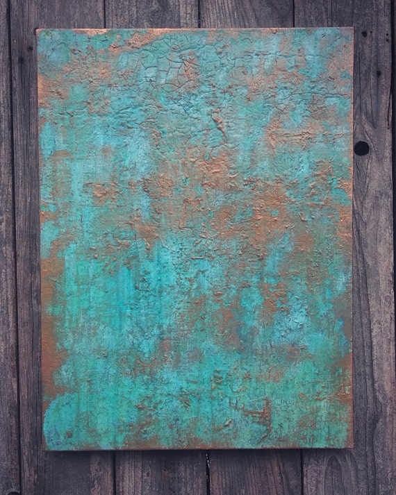Texture de cuivre vert de gris peinture Turquoise Original Etsy