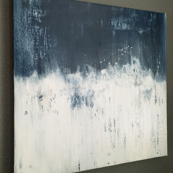 Biggest Blue 24 x 24  Abstract Painting By Amy Neal, Modern Minimalist Canvas Wall Art