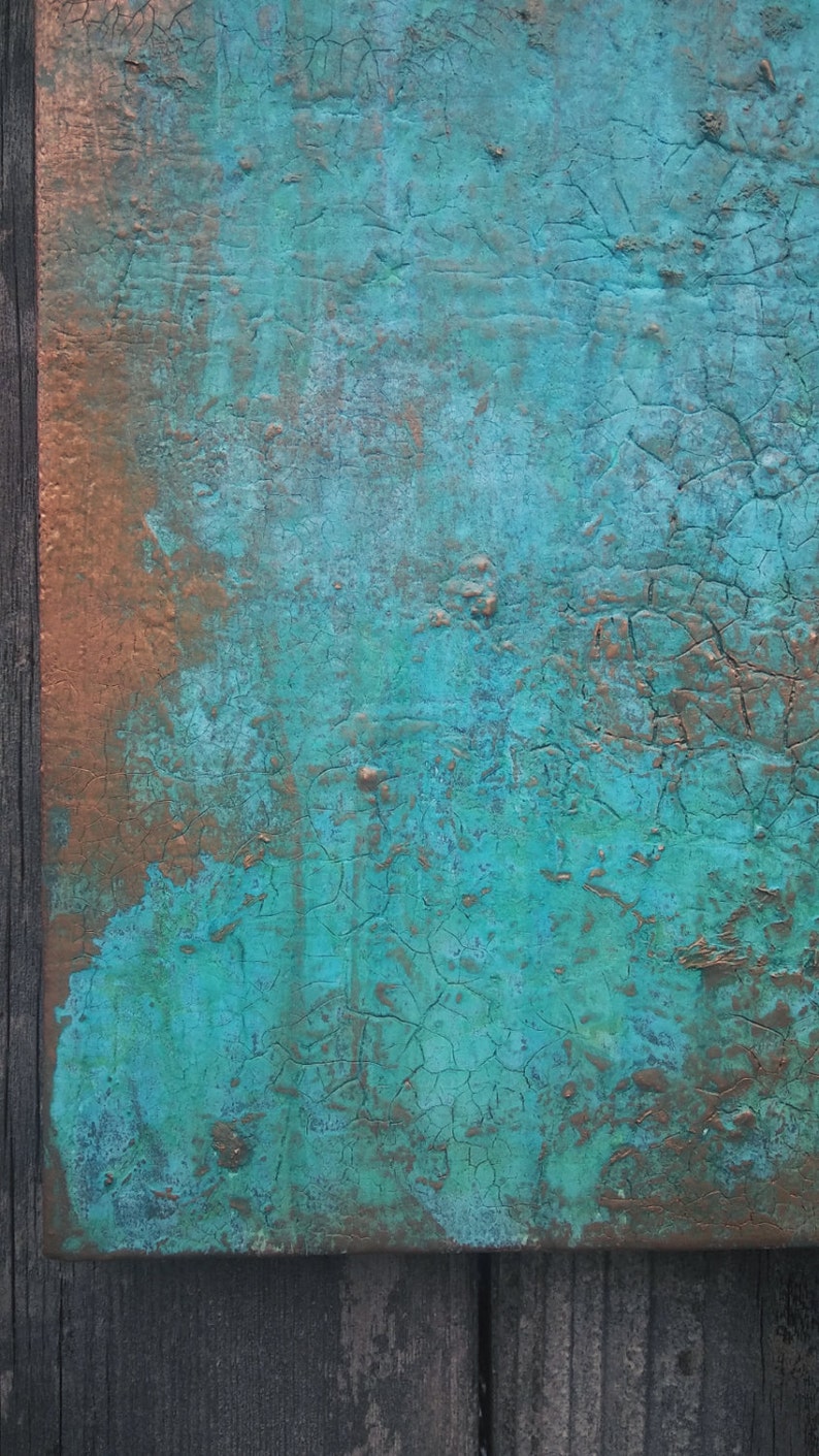 Texture de cuivre vert de gris peinture Turquoise Original Etsy