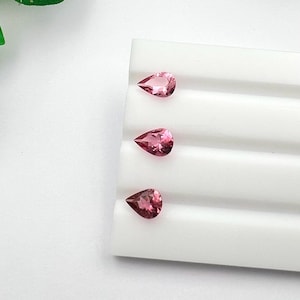 3 Pieces Matching Tourmaline Set – 9.6mm Pear Cut, Natural Pink Gemstones for Earrings & Pendant, Jewelry Making.