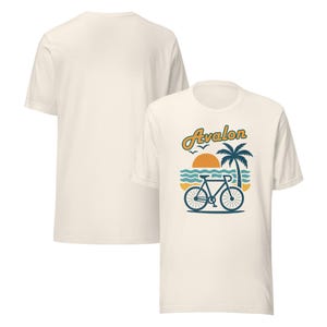 Avalon Beach Cycling T-Shirt – Retro Sunset & Palm Tree Summer Vibes Tee for Bike Lovers