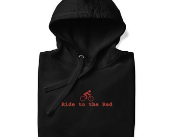 Ride to the Red-fietshoodie - unisex grafische hoodie voor fietsers, Red River Gorge Bike-sweater, Adventure Cycling-hoody, MTB-hoody