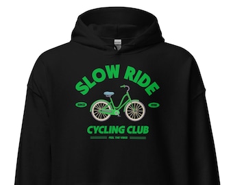 Felpa con cappuccio Slow Ride Cycling Club - Felpa da ciclista unisex retrò, felpa con cappuccio con grafica da ciclismo vintage, regalo accogliente per motociclisti, abbigliamento streetwear Feel the Vibes