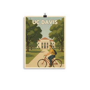 UC Davis 11x14 Poster – Vintage Campus Cycling Art Print, University of California Wall Decor, College Student Gift