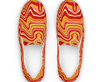 Retro 70er Jahre Psychedelic Wave Canvas Slip-On Schuhe: Festival Fashion