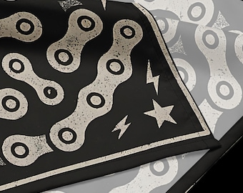 Bandana per bici Chain Link – Accessorio per ciclismo con stampa integrale da 27,5" – Nero effetto anticato Urban Gear di Spokes and Swagger