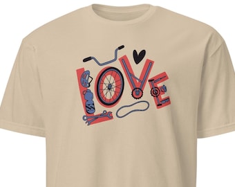 Cycling LOVE T-Shirt – Bike Parts Graphic Tee for Cyclists, Road & MTB Riders, Bicycle Gift