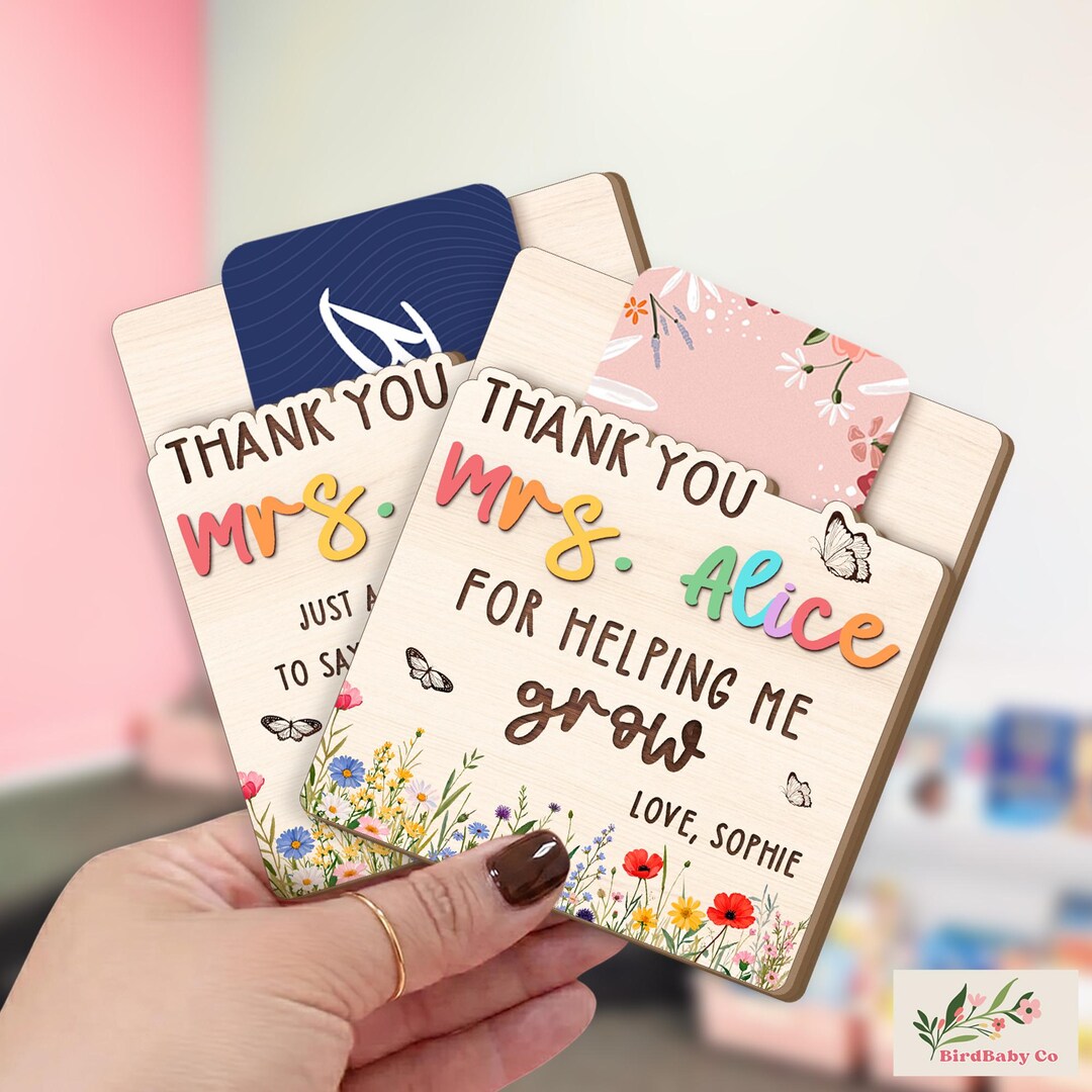 Custom Teacher Gift Card Holder, Teacher Appreciation Gift, End of Year ...