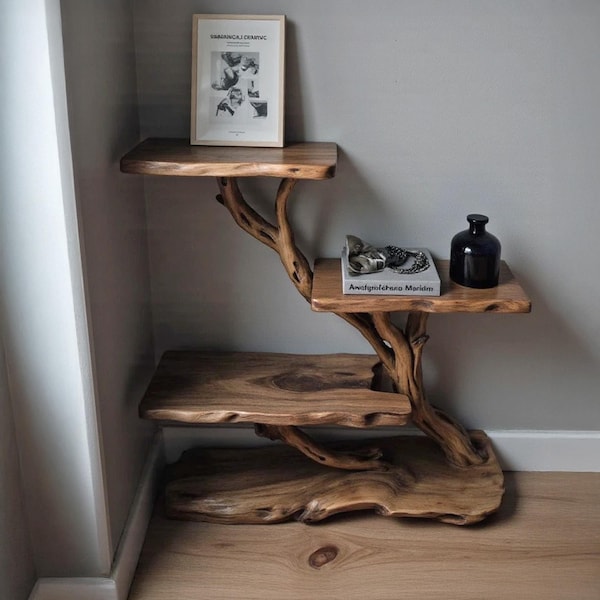 Treibholz Nachttisch Nachttisch Bücherregal Ast Bücherregal freistehend Mini Stand Regal rustikale Dekoration für Zuhause