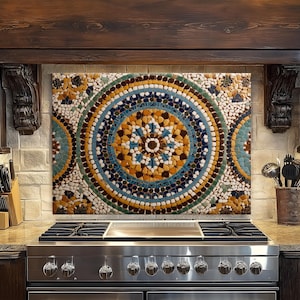 Moroccan Mosaic Tempered Glass Kitchen Backsplash: Rustic Vintage Tree Design