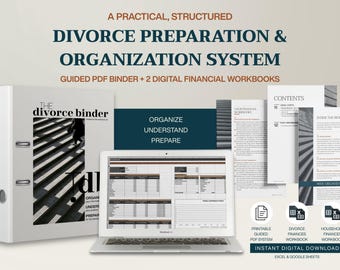 Divorce Planner & Organizer | Guided Divorce Preparation System with Digital Financial Workbooks