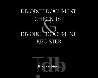 Divorce Document Checklist and Register. Gather and keep track of all important documents for your divorce.