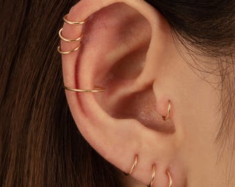 Small Hoop Earrings for Cartilage, Tragus, Helix, Nose, Conch, 20g / 22g, 14 Gold Filled / Sterling Silver, Sleeper Thin Hoops, 4mm - 12mm