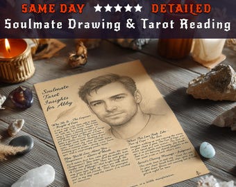Dibujo de alma gemela, retrato psíquico artístico, boceto personalizado de futuro cónyuge o novio, lectura del amor, regalo espiritual para mujeres intuitivas.