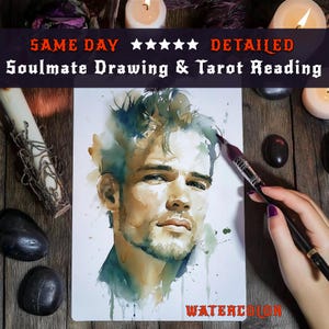 Aquarelportret van toekomstige echtgenoot of vriend, soulmate-tekening + liefdeslezing, spiritueel intuïtief schilderij met artistiek paranormaal cadeau
