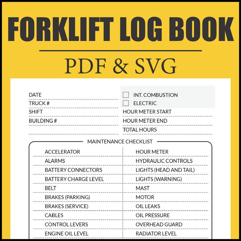 Forklift Log Book With Daily Inspection Checklist, A5, Maintenance and ...