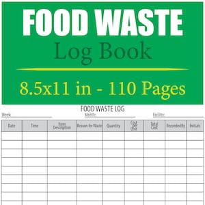 Food Waste Log Book | Kitchen Log | for Restaurants, Caterers and More | Food Hygiene Record Book | 8.5x11 in | PDF & SVG Digital Download