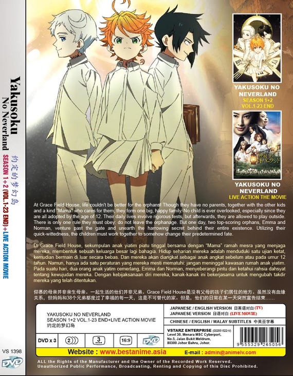 The Promised Neverland Anime: Season 1+2 + Live Action Movie DVD