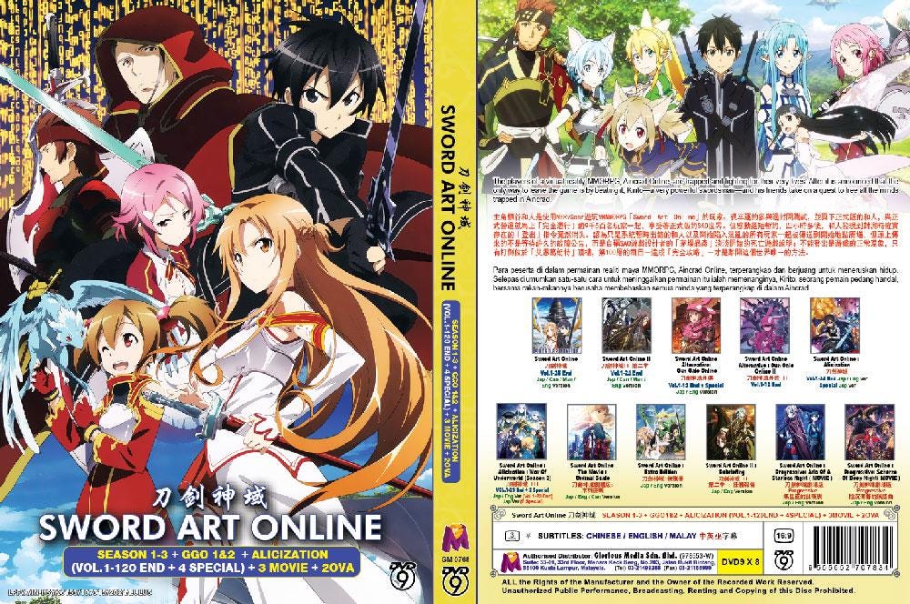 DVD Anime Sword Art Online 刀劍神域 Season 1-3 + GGO 1&2 +