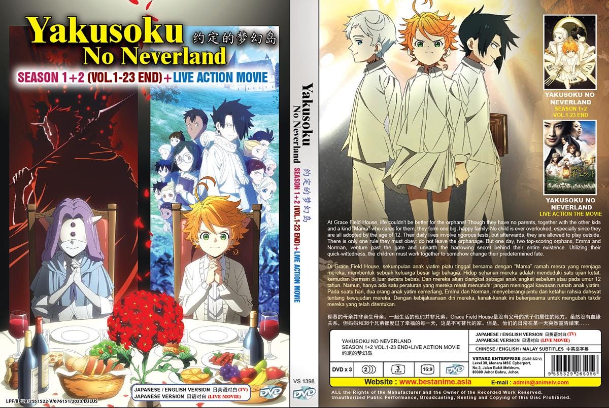 The Promised Neverland Anime: Season 1+2 + Live Action Movie DVD