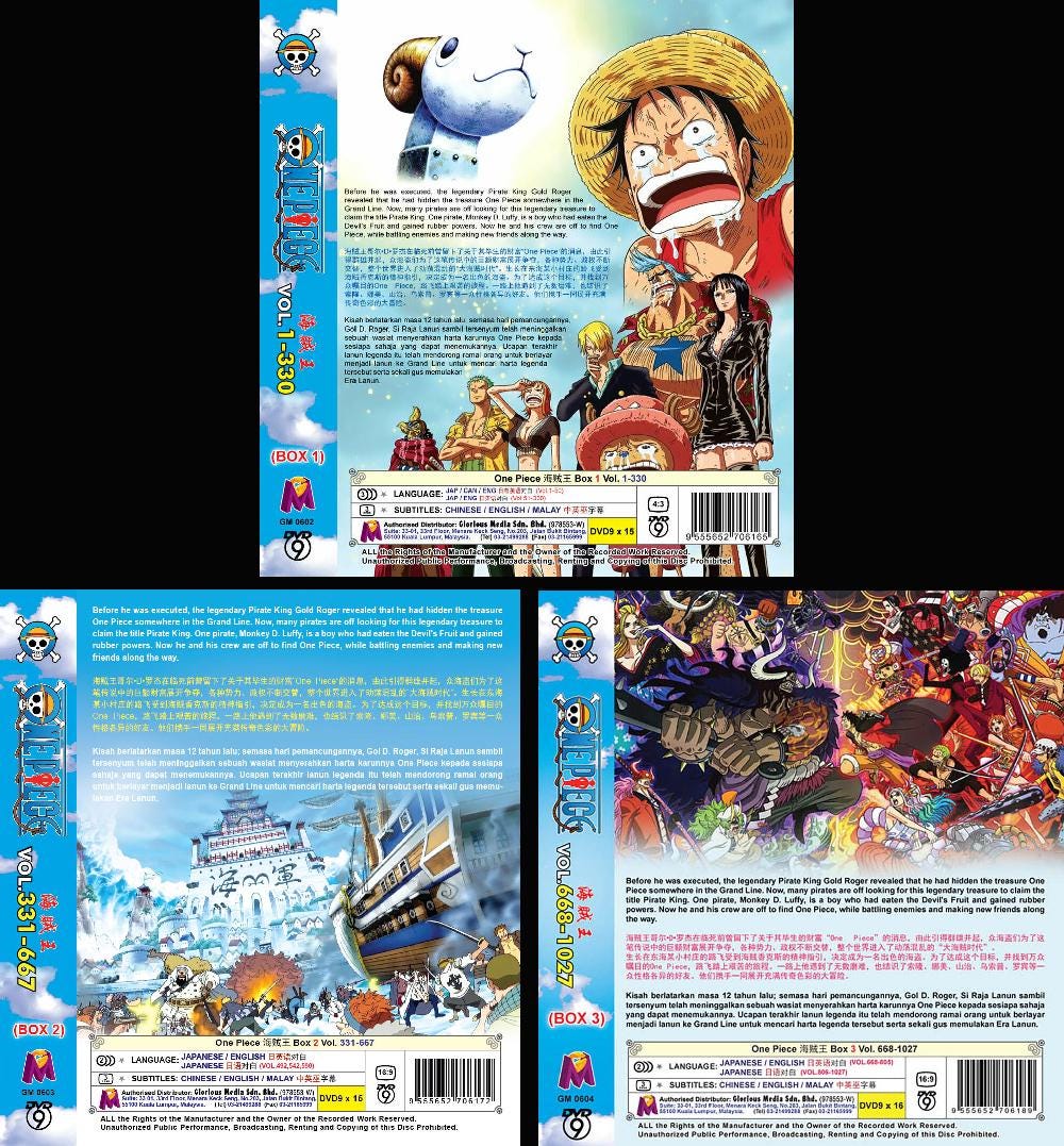 DVD Anime One Piece Box 1- 3 Vol.1-1027 Japanese Subtitle Region