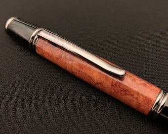 Turned Wood Pen - Amboyna Burl with Gun Metal Hardware