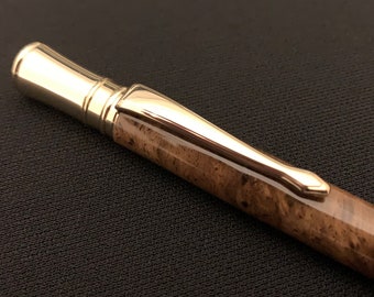 Turned Wood Pen - Bastogne Walnut Burl with Gold Hardware