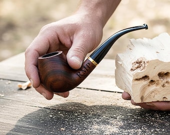 Pipa de tabaco de madera personalizada: Pipa grabada con herramientas