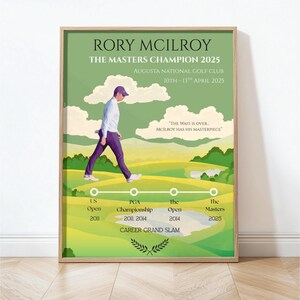 Rory McIlroy 2025 Masters und Grand Slam Champion Golf Print | McIlroy schließt sich dem Golf-Größen an | McIlroy Augusta Victory