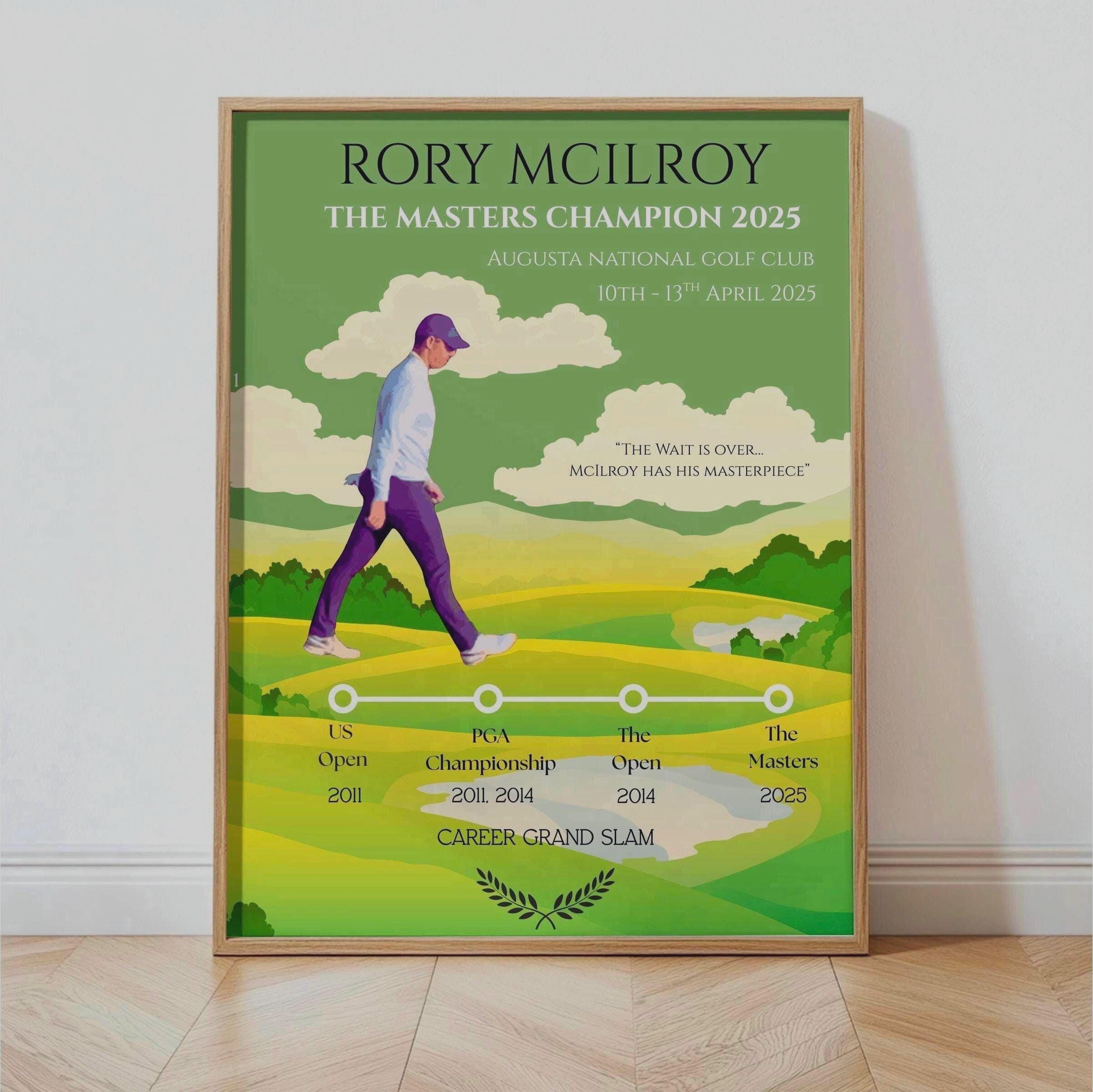 Rory Mcilroy 2025 Masters and Grand Slam Champion Golf Print