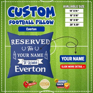 Personalized Merseyside Blue Pillow, Custom Soccer Cushion, Fan Gift for Supporters