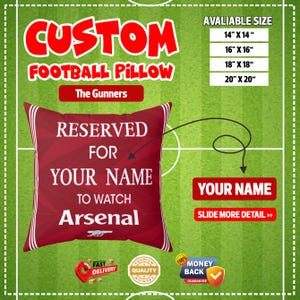 Custom Red Soccer Pillow, Personalized Cushion for North London Fans