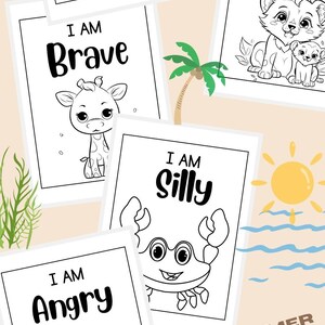 Safari Animals Coloring Book for Kids | Emotions Printable PDF | Fun Summer Activity | Instant Download