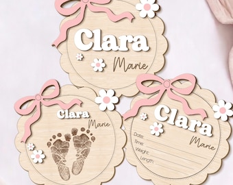 Birth Announcement Sign, Baby Name Announcement Sign, Pink Coquette Baby Name Sign, Welcome Baby Sign, Baby Arrival Sign, Newborn Gift