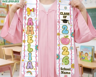 Custom Kid Graduation Stole, Kindergarten Grad Gifts for Kids, Class of 2026 Gift, Kindergarten Graduation Stole, Kids Graduation Sash