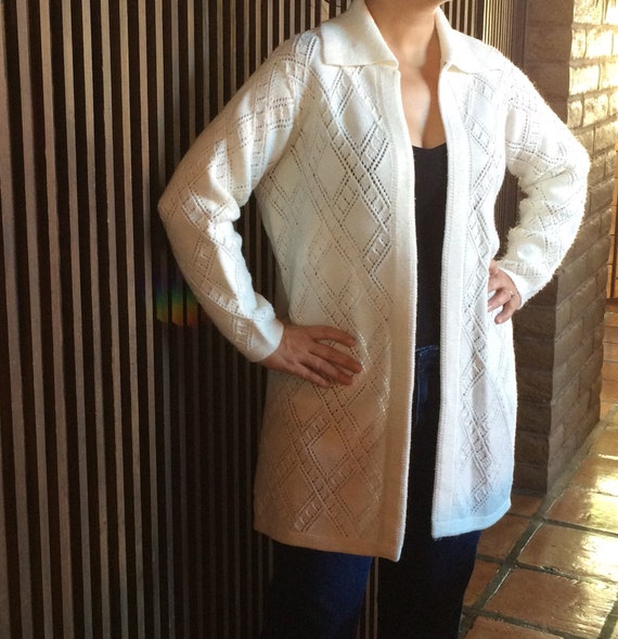 cream long cardigan sweater