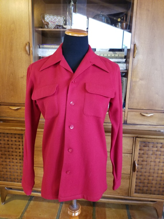 Vintage Red Wool Coat Size S Women's 50s 60s Mod … - image 1