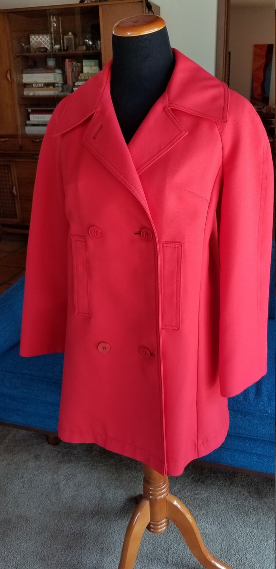 Vintage Tomato Red Double Breasted Swing Coat Size