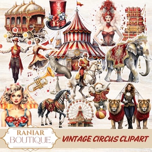Circus junk journal  , Vintage Circus Clipart,Carnival Clipart,Creepy Circus ,Clown Printable,Circus fussy cuts,Circus Tent Junk journal