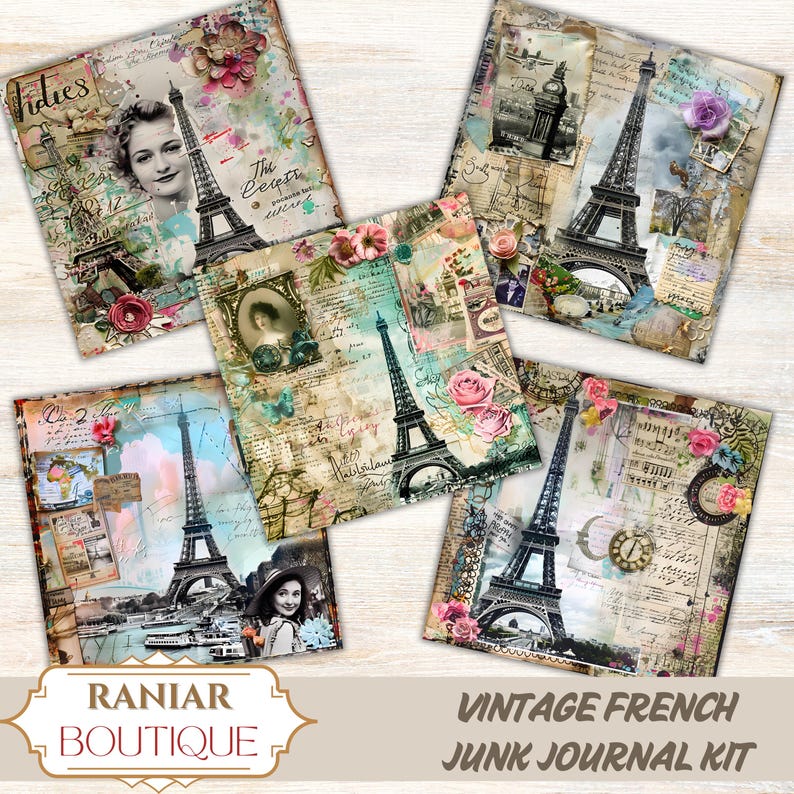 French Vintage Junk Journal Kit: Parisian Ephemera (digital Download ...